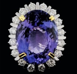 14KT Two-Tone Gold 19.31 ctw Tanzanite and Diamond Ring