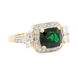 4.44 ctw Tsavorite Garnet And Diamond Ring - 14KT Yellow Gold