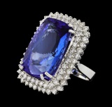 GIA Cert 38.29 ctw Tanzanite and Diamond Ring - 14KT White Gold