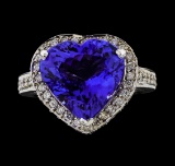 GIA Cert 7.72 ctw Tanzanite and Diamond Ring - 14KT White Gold