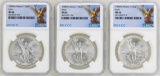 Lot of 1982Mo/1983Mo/1985Mo Mexico Libertad Onza Silver Coins NGC MS66