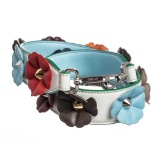 Fendi White Multicolor Leather Flowerland Strap You Interchangeable Shoulder Str