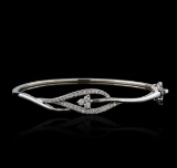 0.61 ctw Diamond Bangle Bracelet - 14KT White Gold