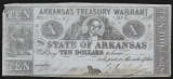 1862 $10 State of Arkansas Treasury Warrant Note