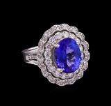 6.05 ctw Tanzanite and Diamond Ring - 14KT White Gold