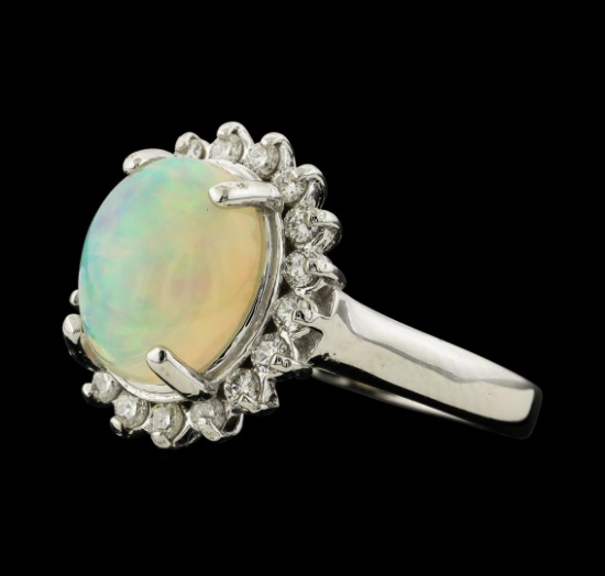 2.66 ctw Opal and Diamond Ring - 14KT White Gold