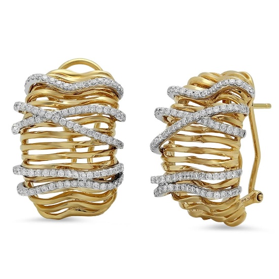 18k Gold 0.98CTW Diamond Earrings, (VS1-VS2/G)