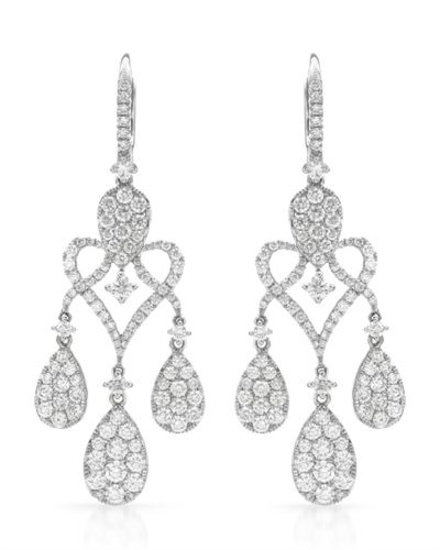 18k White Gold 3.93CTW Diamond Earring, (VS2/G)