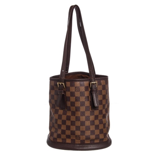 Louis Vuitton Damier Ebene Canvas Leather Bucket Marais PM Bag