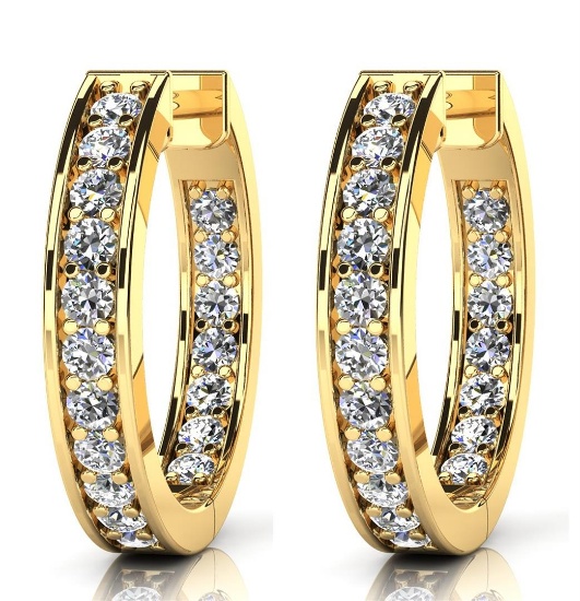 14K Yellow Gold 0.75CTW Diamond Earring, (VS/F-G)