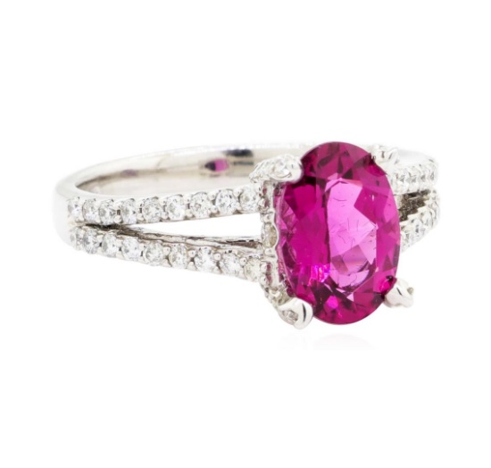 2.56 ctw Rubellite And Diamond Ring - 14KT White Gold