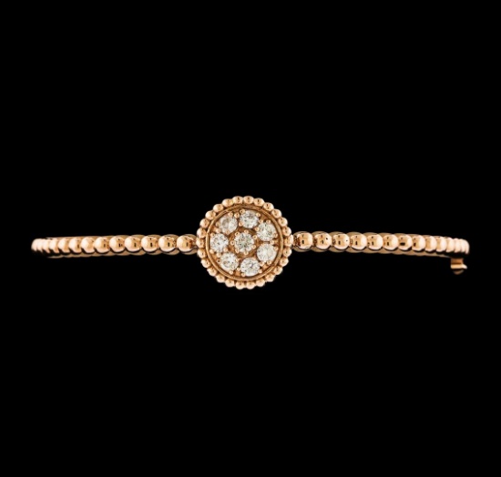 0.54 ctw Diamond Bangle Bracelet - 14KT Rose Gold