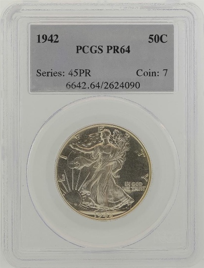 1942 Walking Liberty Half Dollar Proof Coin PCGS PR64
