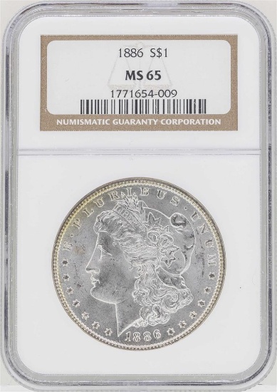 1886 $1 Morgan Silver Dollar Coin NGC MS65