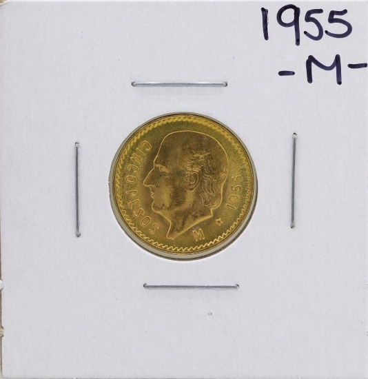 1955 Cinco Pesos Gold Coin