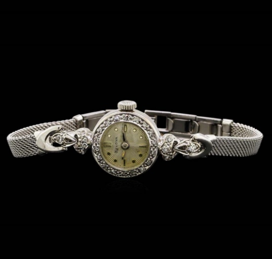 Bulova 14KT and 10KT White Gold 0.22 ctw Diamond Ladies Watch