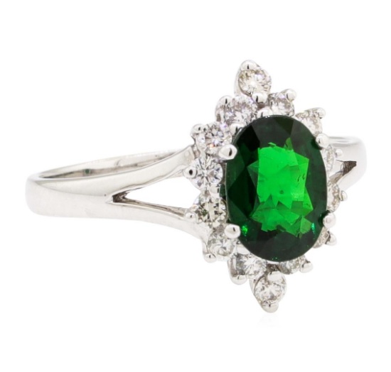 1.64 ctw Tsavorite Garnet And Diamond Ring - 14KT White Gold