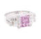 1.30 ctw Pink Sapphire And Diamond Ring - 14KT White Gold