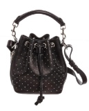 Saint Laurent YSL Black Leather Studded Emmanuelle Small Bucket Bag