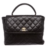 Chanel Black Caviar Kelly Jumbo Flap Satchel Bag