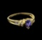 14KT Yellow Gold 0.62 ctw Tanzanite and Diamond Ring