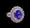 6.05 ctw Tanzanite and Diamond Ring - 14KT White Gold