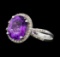 3.25 ctw Amethyst and Diamond Ring - 14KT White Gold