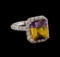 4.87 ctw Ametrine and Diamond Ring - 14KT White Gold