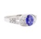 1.63 ctw Sapphire Stone And Diamond Ring -Platinum and 14KT White Gold