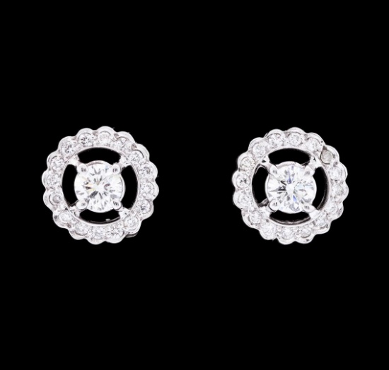 0.80 ctw Diamond Halo Earrings - 14KT White Gold