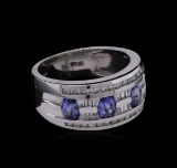 0.35 ctw Tanzanite and Diamond Ring - 14KT White Gold