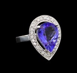 14KT White Gold 5.00 ctw Tanzanite and Diamond Ring