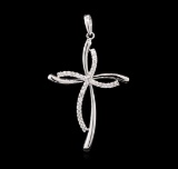 0.50 ctw Diamond Cross Pendant - 14KT White Gold