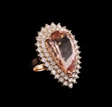 12.50 ctw Morganite and Diamond Ring - 14KT Rose Gold