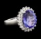 7.50 ctw Tanzanite and Diamond Ring - 14KT White Gold