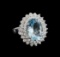 5.26 ctw Aquamarine and Diamond Ring - 14KT White Gold