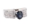 2.46 ctw Sapphire And Diamond Ring - 18KT White Gold