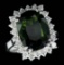 9.75 ctw Green Sapphire and Diamond Ring - 14KT White Gold