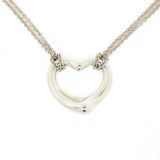 Tiffany & Co Elsa Peretti Sterling Silver Open Heart Dual Chain Pendant Necklace