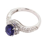 1.48 ctw Sapphire and Diamond Ring - 18KT White Gold