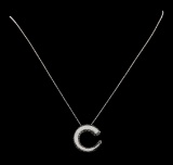 1.00 ctw Diamond Pendant With Chain - 14KT White and Black Rhodium Plated Gold