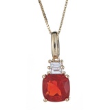 1.29 ctw Fire Opal and Diamond Pendant - 14KT Yellow Gold