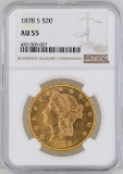 1878-S $20 Liberty Head Double Eagle Gold Coin ANACS MS55