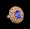 14KT Rose Gold 4.34 ctw Tanzanite and Diamond Ring