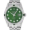 Rolex Mens Stainless Steel Diamond Lugs Green Diamond & Emerald Datejust Wristwa