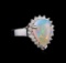 3.15 ctw Opal and Diamond Ring - 14KT White Gold