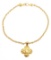 Chanel Gold Chain Link Qua Trefoil CC Drop Pendant Vintage Necklace 96A