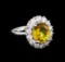3.40 ctw Yellow Sapphire and Diamond Ring - 14KT White Gold
