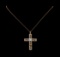 0.55 ctw Diamond Cross Pendant with Chain - 18KT Rose and White Gold