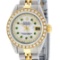 Rolex Ladies 2 Tone 14K MOP Emerald String Diamond Datejust Wristwatch